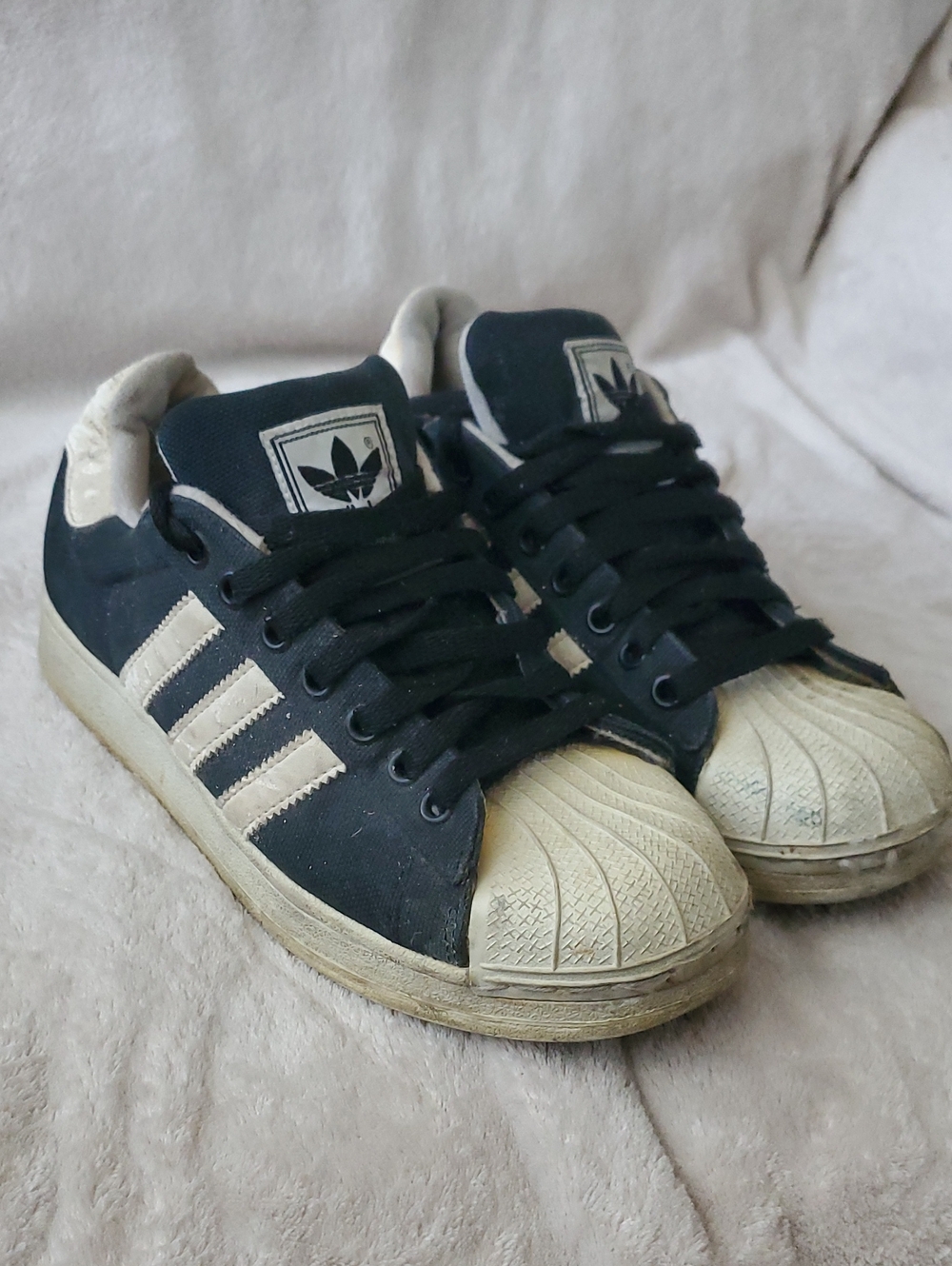 adidas Black Canvas Sneakers with White Shell Toe